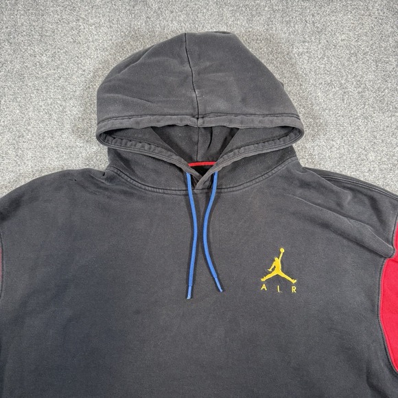 Nike Air Jordan Hoodie Mens 2XL Black Red Colorblock Jumpman Basketball Pullover - Picture 4 of 13